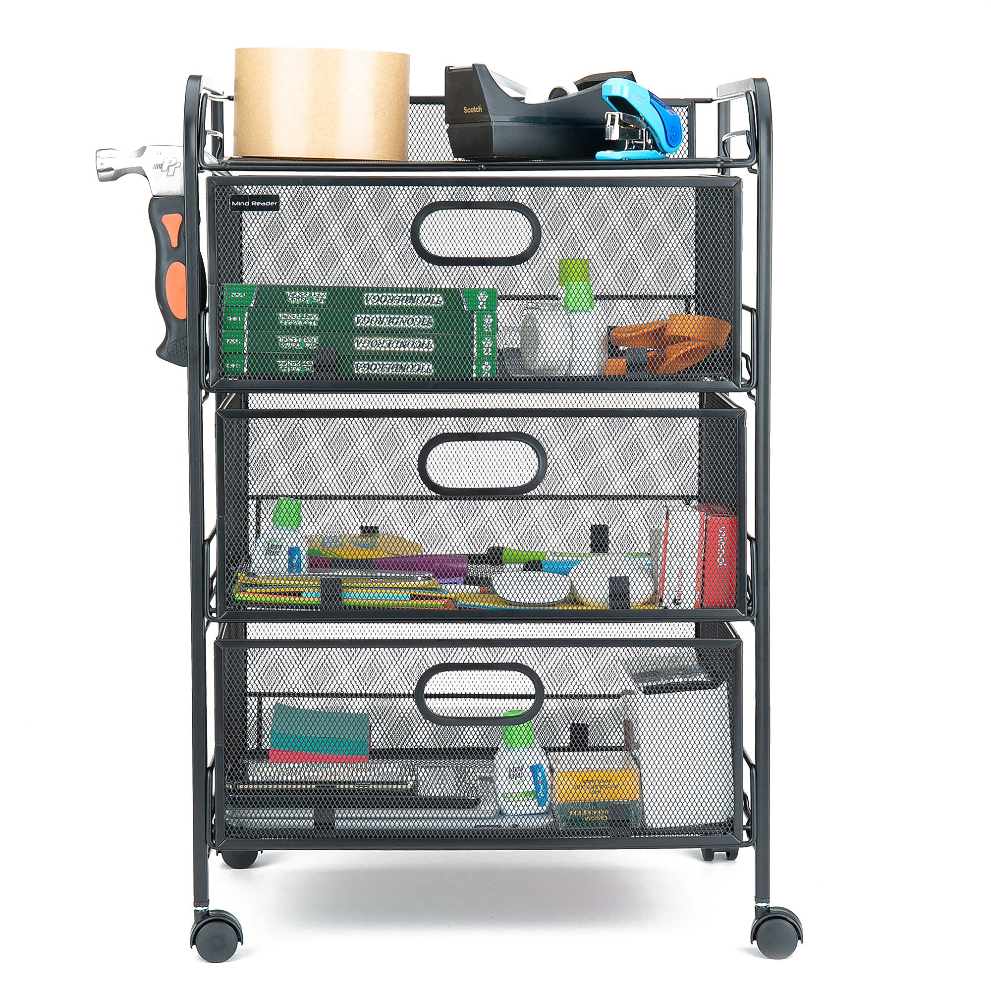 Mind Reader Black 4 Drawer Metal Rolling File Cart